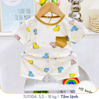 Đồ bộ cộc tay có túi trước ngực nhiều hoạ tiết đáng yêu cho bé trai và bé gái Tuti Tuti Baby, TUTI104
