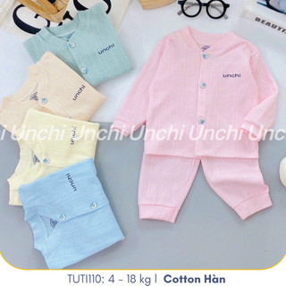 Đồ bộ tay dài Tuti Tuti baby, đồ bộ Unchi 5 màu cho bé basic Hàn Quốc, TUTI110