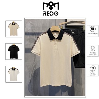 Áo polo nam , áo thun cộc polo cotton nam phối vai 48 - 88kg
