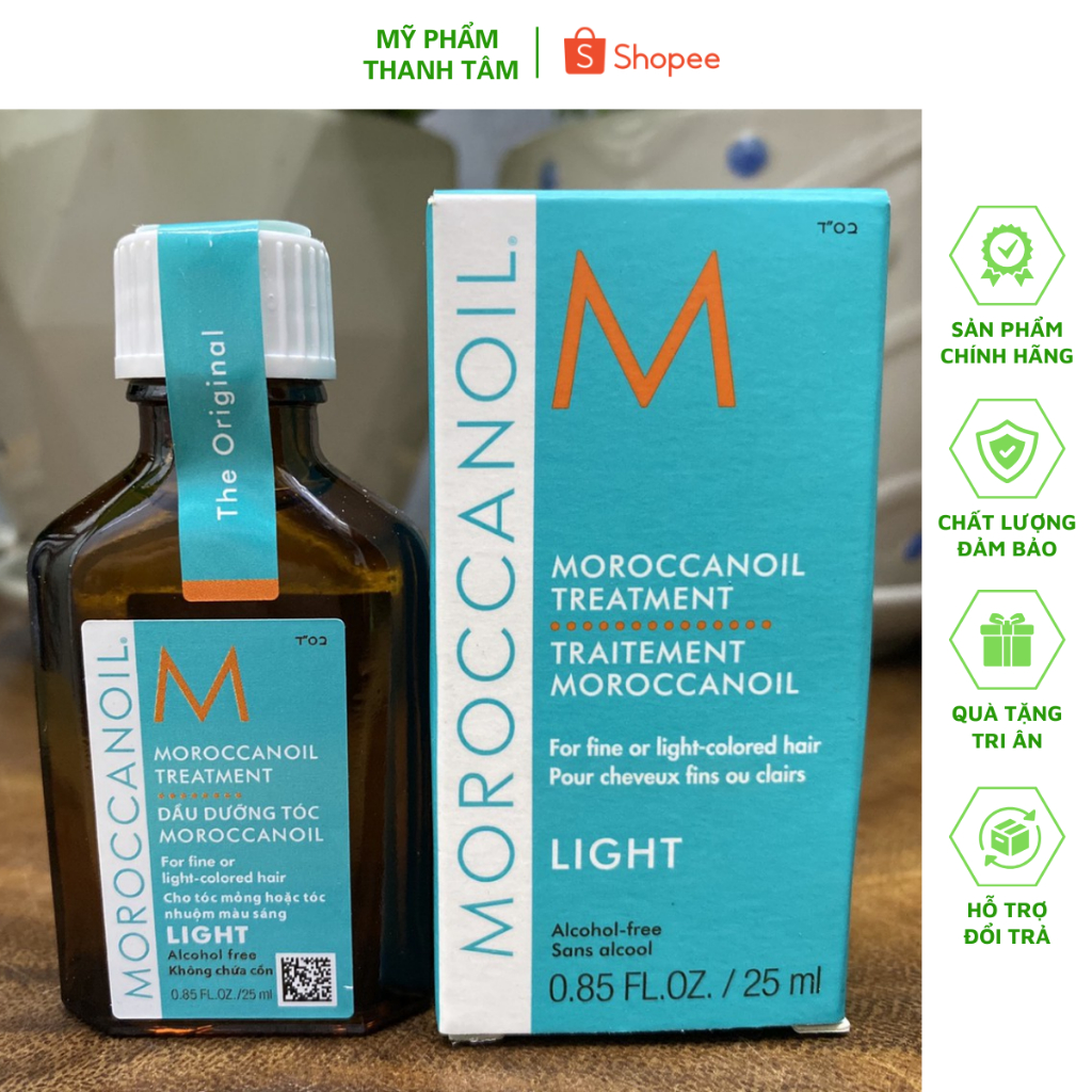 Tinh dầu dưỡng tóc mỏng, sáng màu Moroccanoil Treatment Light 25ml