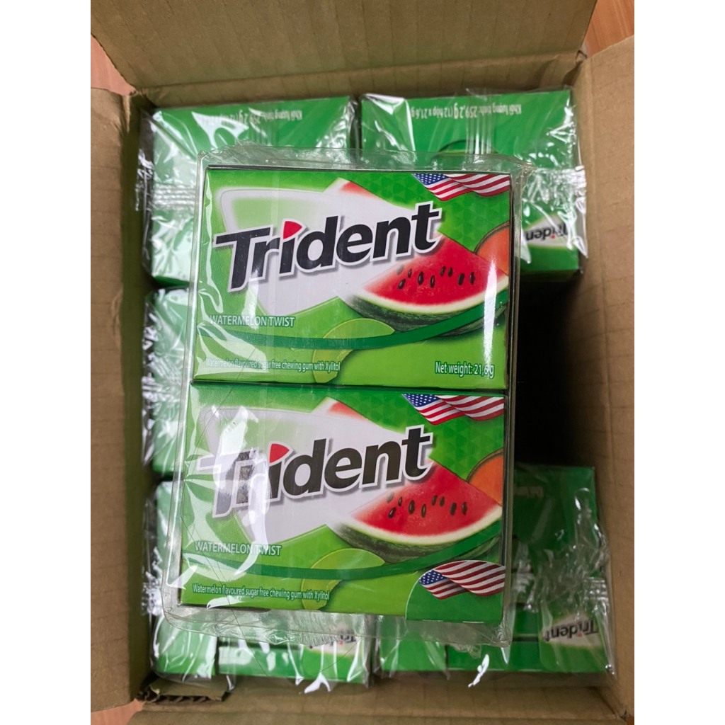 Kẹo cao su không đường TRIDENT (vị dưa hấu,cam nhiệt đới,bạc hà)