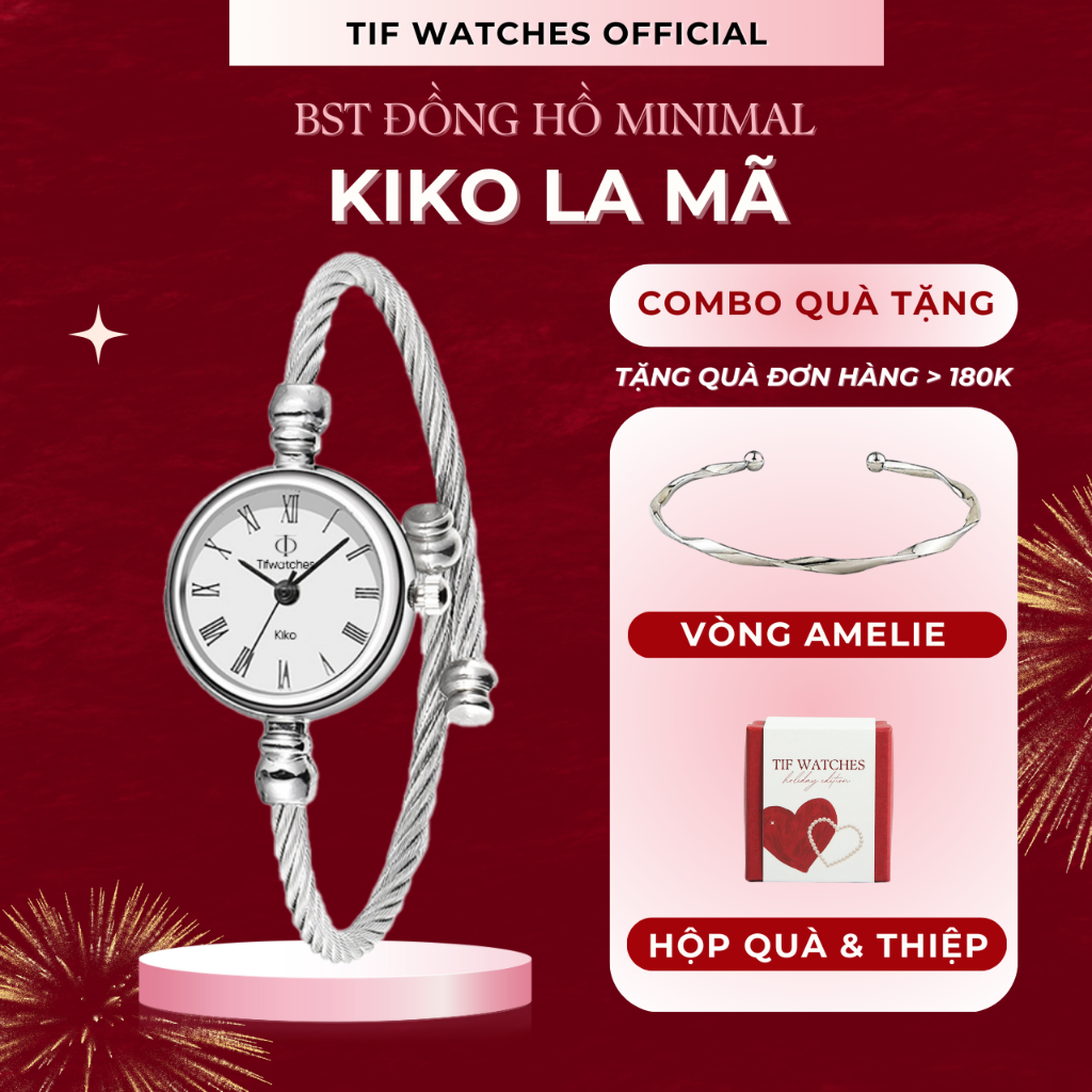 Đồng hồ lắc tay nữ KIKO Tif Watches mặt nhỏ thon gọn sáng da phong cách Hàn Quốc bền đẹp size 22mm