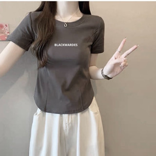 Áo thun ôm body vạt bầu ngắn tay cổ tròn chất thun tăm mẫu back