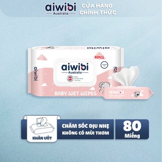 Khăn Giấy Ướt Aiwibi Cao Cấp Không Mùi, Nhẹ Dịu, An Toàn Cho Bé 80 Miếng/Gói