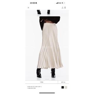 Chân váy xếp ly quạt ZR dập ly vải satin nhiều màu