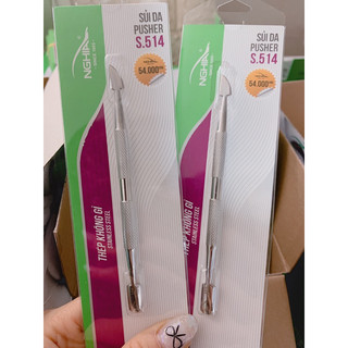 Kềm nghĩa sủi da inox s514, cây đẩy da 2 đầu, sủi da nghĩa s514