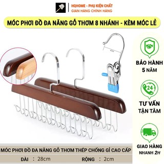 Móc Phơi Đồ 8 Nhánh, Móc Kẹp lẻ, Móc Phơi Bằng Gỗ Xếp Trồng Treo Đồ Đa Năng, Móc Treo Đồ lót, Túi, Cà Vạt... Tiện Dụng