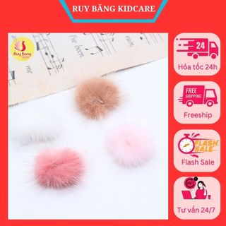 Pom pom/ cục bông móc khóa/ quả lông/ cục bông/ lông thỏ tròn hq gắn phụ kiện hoa tai, phụ kiện tóc, cài áo handmade