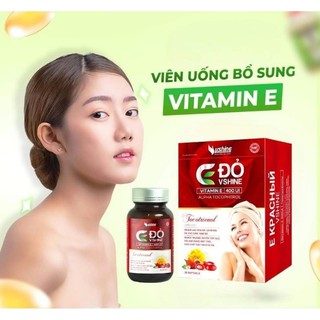 Vshine - Vitamin E đỏ - Hộp 60 viên - Hỗ trợ chống lão hoá , mờ nám tàn nhang.
