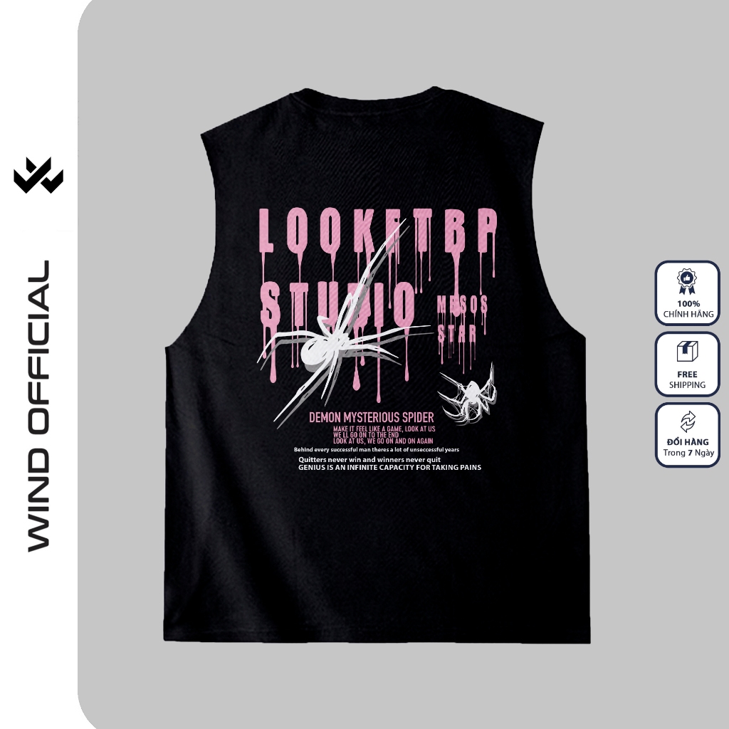 Áo ba lỗ unisex WIND form rộng sát nách DEMON tanktop thời trang nam nữ oversize