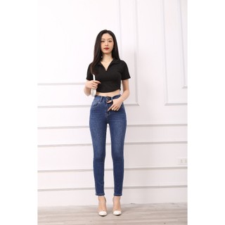 Quần Skinny Jean Nữ Basic Lưng Cao 2 Khuy Chất Jeans Co Giãn 4 Chiều CP78, CT JEANS