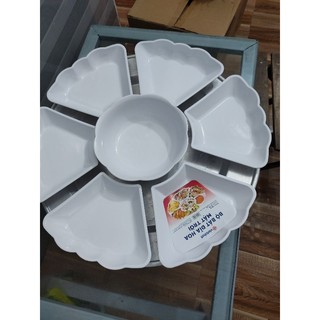 Bộ bát đĩa hình hoa nhựa phíp màu trắng bóng hàng Cao cấp việt nhật