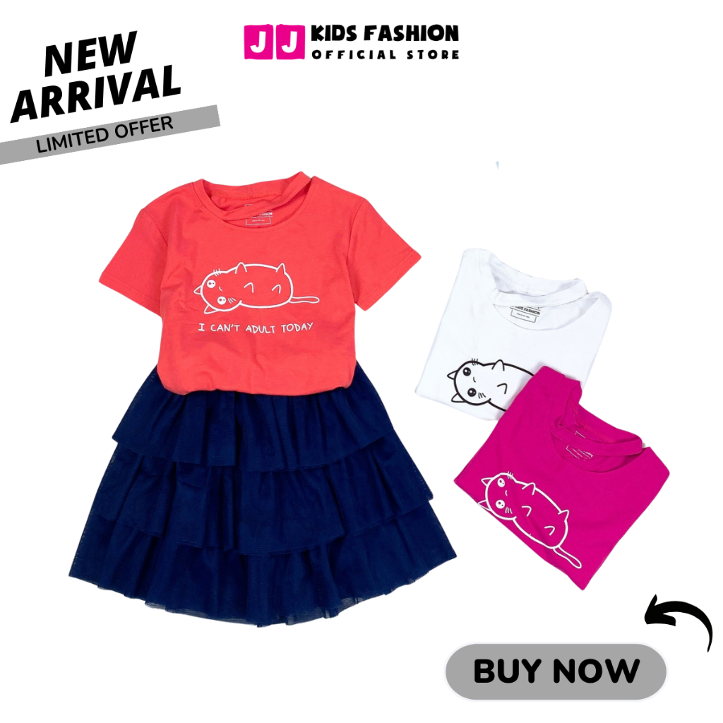 Bộ váy mùa hè cho bé JJ Kids, xếp tầng màu sắc dễ thương đáng yêu cho trẻ em 2,3,4,5,6,7,8,9,10,11,12 tuổi