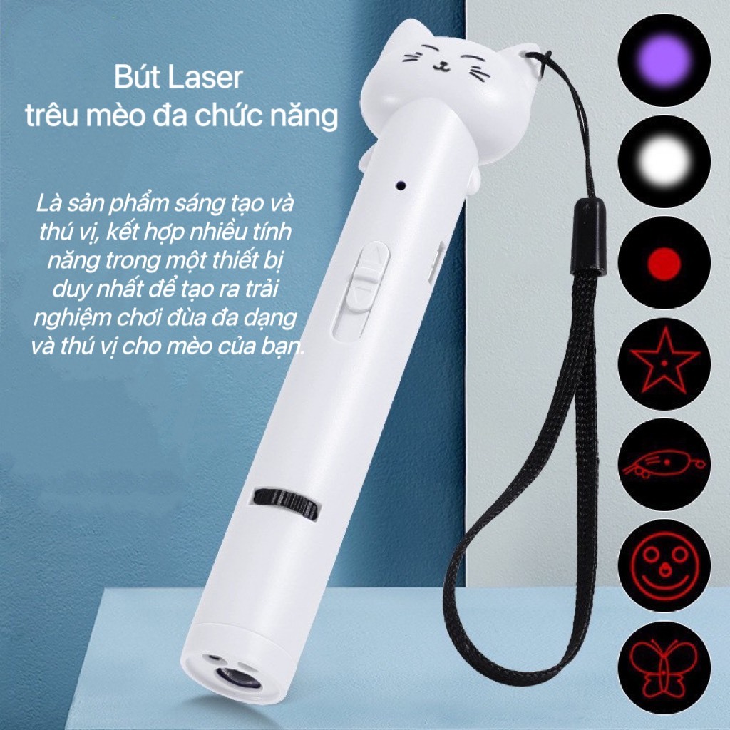 Bút đồ chơi Laser trêu mèo, bút đồ chơi Laser đa chứng năng trêu thú cưng, bút Laser trêu mèo sạc Us