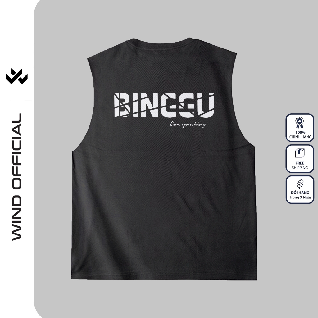 Áo ba lỗ unisex WIND form rộng sát nách BINGGU tanktop thời trang nam nữ oversize
