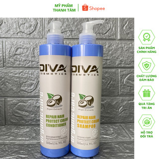 {Siêu rẻ} {Chính hãng} [NEW] Dầu gội xả DIVA ORGANIC CARE phục hồi và bảo vệ màu nhuộm 500mlx2 | New 2024