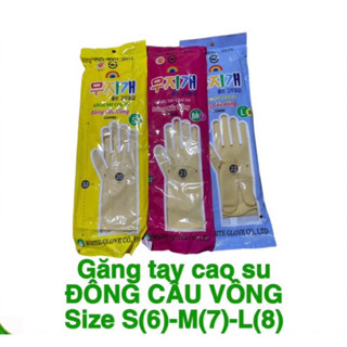 ( Lốc 10 cặp ) Bao , găng tay cao su Hàn Quốc Cầu Vồng - Đủ size 32cm