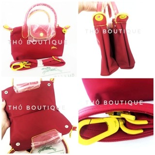 Túi xách đeo chéo 2 trong 1 LONGCHAMP xuất Âu xịn limited edition bản giới hạn màu đỏ phối viền vàng
