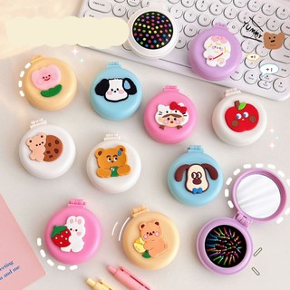 Lược chải tóc mini gấp gọn kèm gương, dụng cụ gỡ rối tóc nhiều màu dễ thương phong cách Hàn Quốc