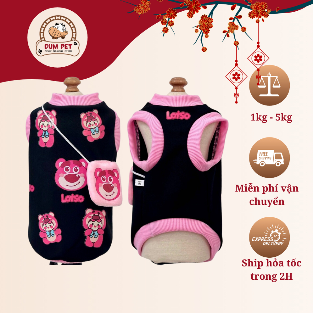 Áo cho mèo - Áo ba lỗ gấu Lotso - Quần áo cho chó mèo Dumpetshop