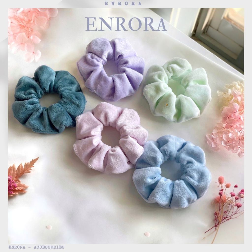 Scrunchies ENRORA Cột Tóc Vải Lông Nhung nhiều Màu Sắc [Handmade]