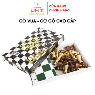 Cờ Vua Gỗ Siêu Cao Cấp LHT | Con cờ bằng gỗ, chạm khắc tinh xảo, bàn cờ bằng giấy chống nước, nhỏ gọn