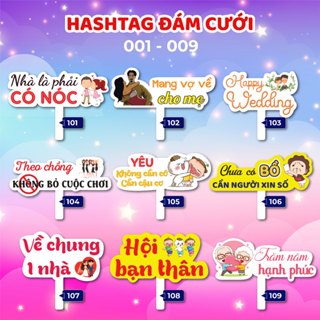 Bảng hashtag cầm tay chụp hình, checkin ĐÁM CƯỚI - MS: 01 - 36 (chất liệu FORMEX 3mm)