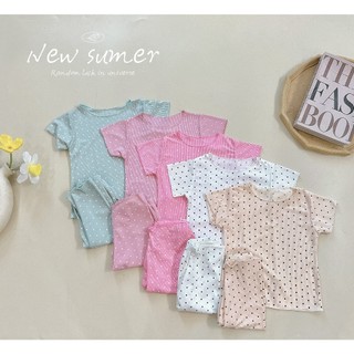  Bộ bé gái cộc tay tăm lạnh chấm bi, bộ quần áo hè bé gái mềm đẹp dễ thương 8 -20kg