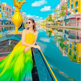  Đầm maxi loang xanh Vàng Tùng Xòe 3 Mét 8 Mẫu Mới   -Maxingoclan