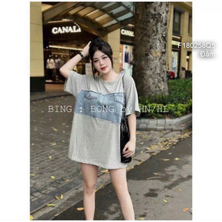 Đầm áo thun pha jean tay ngắn 0224 thaotranshop90