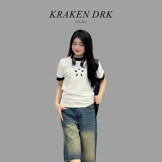 Áo thun baby tee tay viền ngôi sao Kraken Drk | Freeship