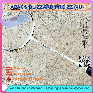 Vợt cầu lông Apacs Blizzard Pro ZZ - 4U | Vợt 4U thân đũa đường kính chỉ 6.2mm, nặng đầu chuyên công, khung đan17kg