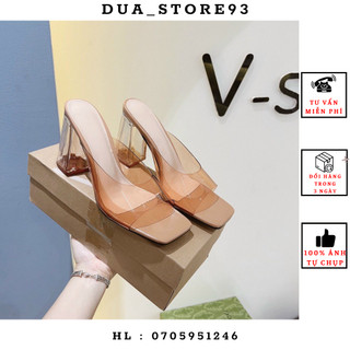 Guốc ZR quai mica nâu trong gót trụ 9cm hàng cao cấp full box
