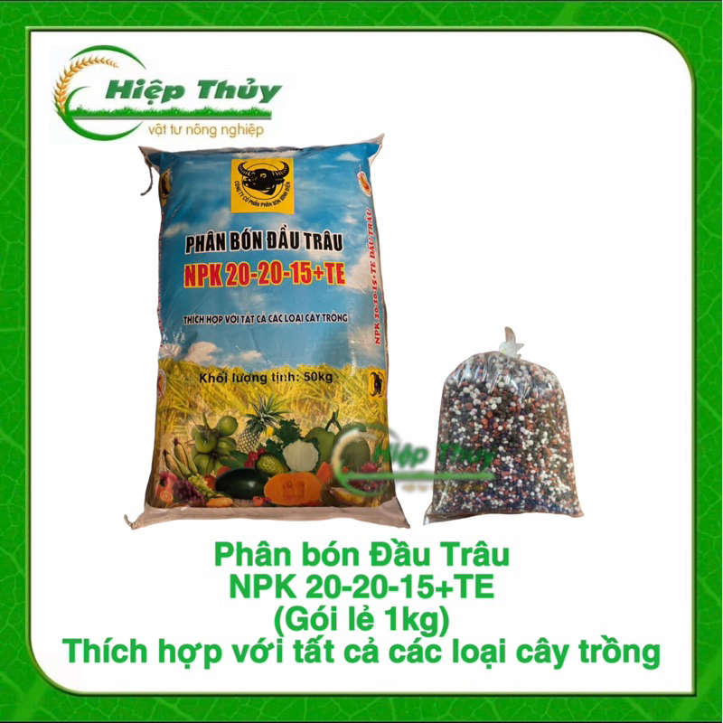 Phân Npk 20 - 20 - 15+Te Đầu Trâu Cao Cấp Phân Bón Bình Điền (1Kg)