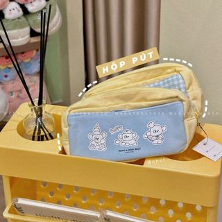 T490 - Túi đựng bút/Hộp bút vải - vàng xanh blue