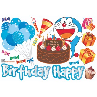Decal dán tường doremon happy birthday - trang trí phòng trẻ em - thuthaodecor