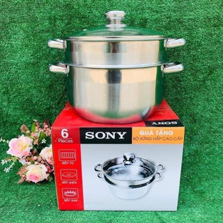 Bộ nồi xửng hấp cao cấp SONY 26cm sử dụng mọi loại bếp.