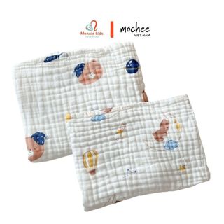 Khăn tắm đa năng xô cotton cho bé Mochee 110x110cm dệt từ sợi xô tự nhiên - Monnie Kids