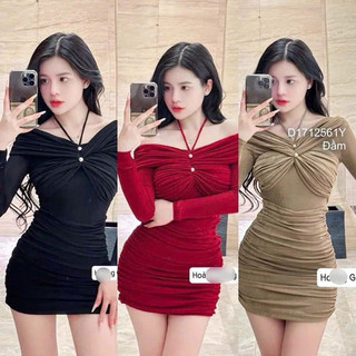 đầm body td nhúng yếm cột đính nút lyie