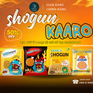 Mix 6 vị mì shogun gà phomai - mì shogun cay - mì enaak - mì kaaro truyền thống - mì kaaro cay