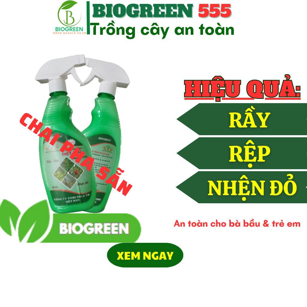 Diệt rệp rầy phấn trắng cho cây bằng sinh học Biogreen 555 hiệu quả cho cây cảnh sen đá hoa hồng hồng rau cây ăn quả