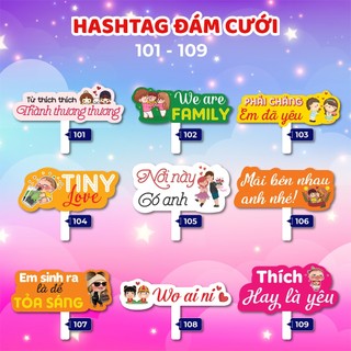 Bảng hashtag cầm tay chụp hình, checkin đám cưới - ms: 101 - 136