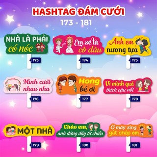 Bảng hashtag cầm tay chụp hình, checkin đám cưới - ms: 173 - 200