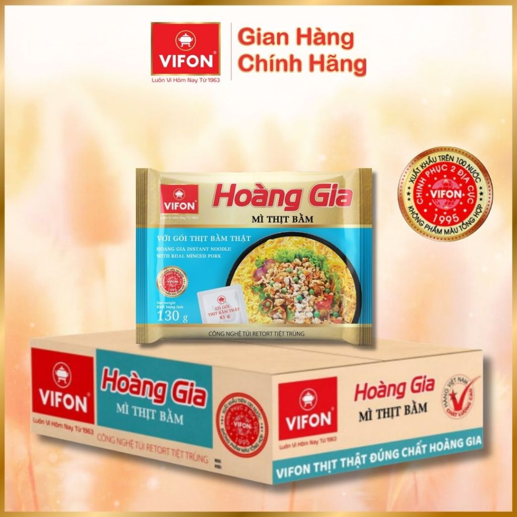 Thùng 18 gói Mì Thịt Bằm HOÀNG GIA VIFON 130gr / Gói