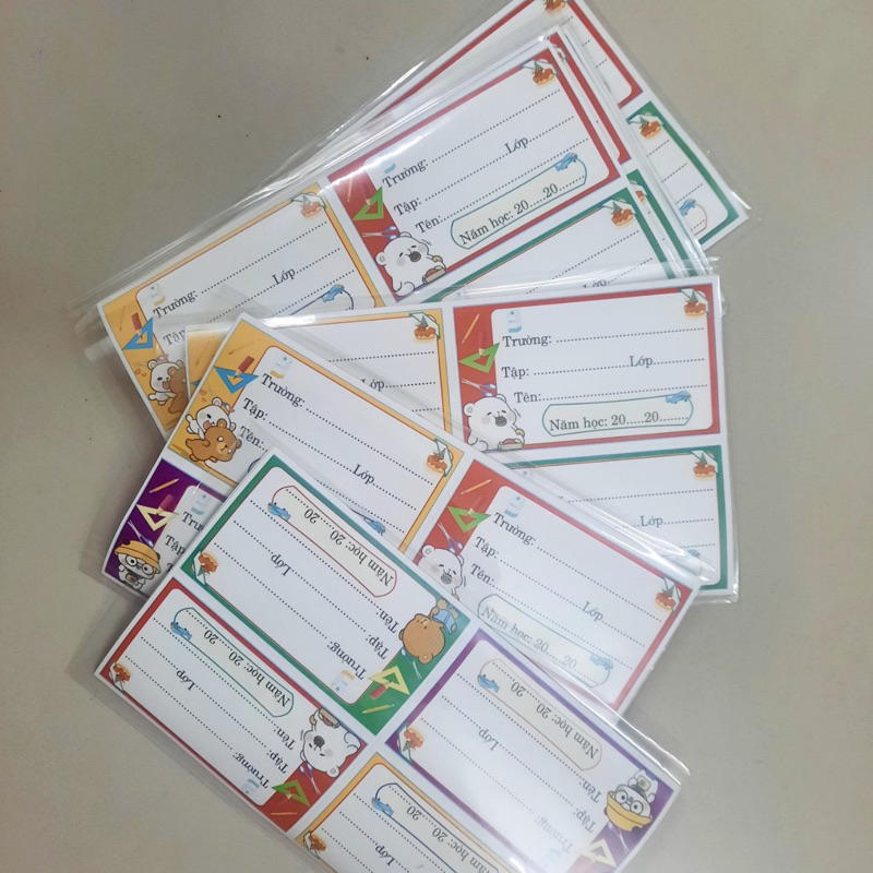 Set 50 nhãn vở nhãn dán học sinh có keo greenkios