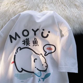 Áo thun tay lỡ cún cute unisex nam nữ phông form rộng teen cổ tròn oversize cotton giá rẻ basic BEAR MOY