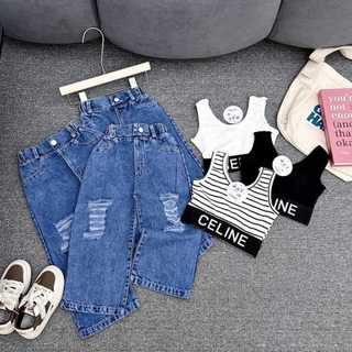 Set áo cotton quần jean bé gái 10-25kg
