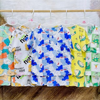 Combo 3 bộ quần áo vải tôn NGẮN TAY mềm, mịn, mát mẫu cổ trụ có nút cho bé trai 5-33kg màu ngẫu nhiên