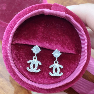 Bông tai nữ THJ Cong đính đá nhỏ xinh chuẩn bạc ta- THUHUONG SILVER
