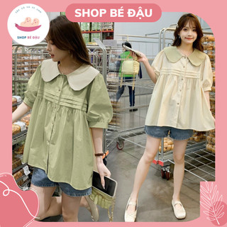 Áo bầu chất thô mềm thiết kế mùa hè cổ sen mềm đẹp